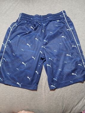 PUMA Navy Blue Logo Allover Athletic Shorts